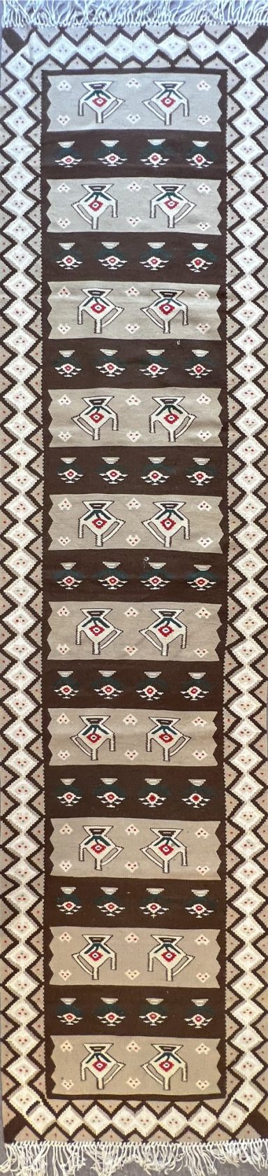 Tapis de couloire en Kilim de XIXe.s - 300x70 - N° 684
