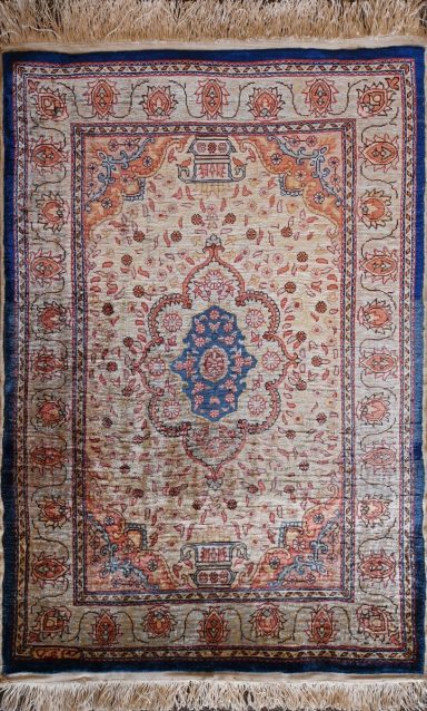 Tapis De Collection vers 1960 - Tapis Hereké En Soie - 73cmx47cm - N° 743
