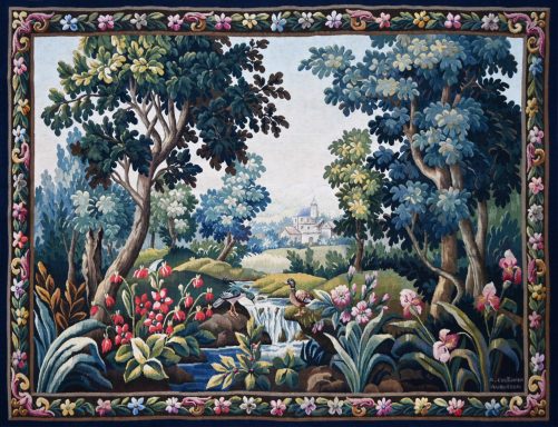 Tapisserie verdure signé 19e Tapisserie verdure signé 19e