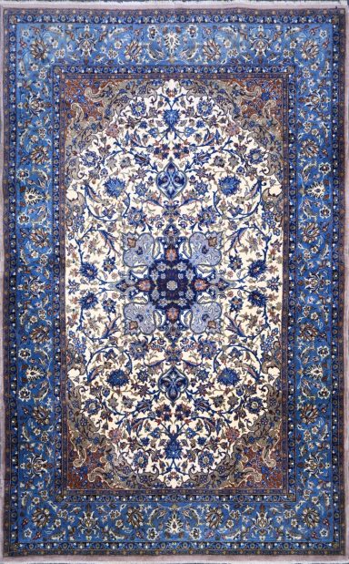 Tapis Persan Ispahan, Fait Main En Laine Et Soie - 1m80x1m08
