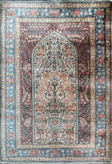 Tapis Ghoum En Soie Vers 1980 - 110x75cm - N° 1198
