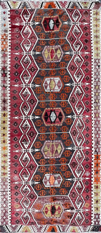 Tapis Kars Kilim - Vers 1930 - Turquie- 4m00x1m70 - N° 856

