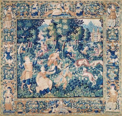 Tapisserie XVIIe siècle, scène de chasse - N° 1661 Tapisserie XVIIe siècle, scène de chasse